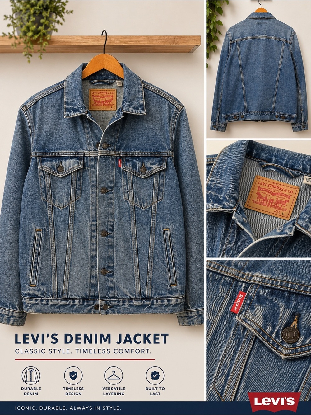 Levi's Blue Denim Jacket with Red Tab (NWOT)